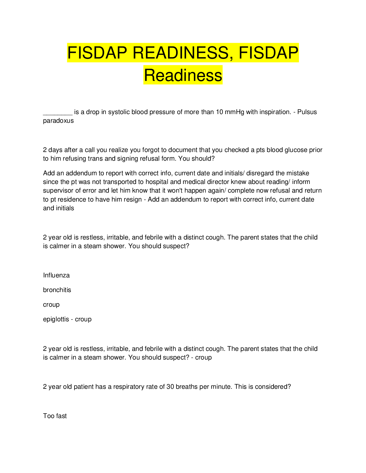 Preview image for FISDAP READINESS, FISDAP  Readiness